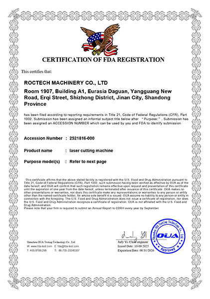 FDA Certification for Laser Cutting Machine