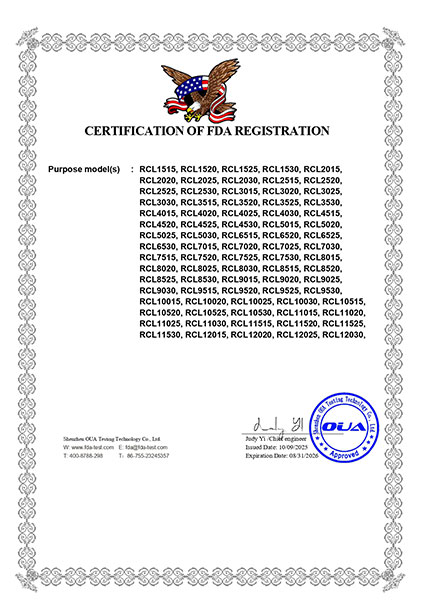 FDA Certification for Laser Cutting Machine